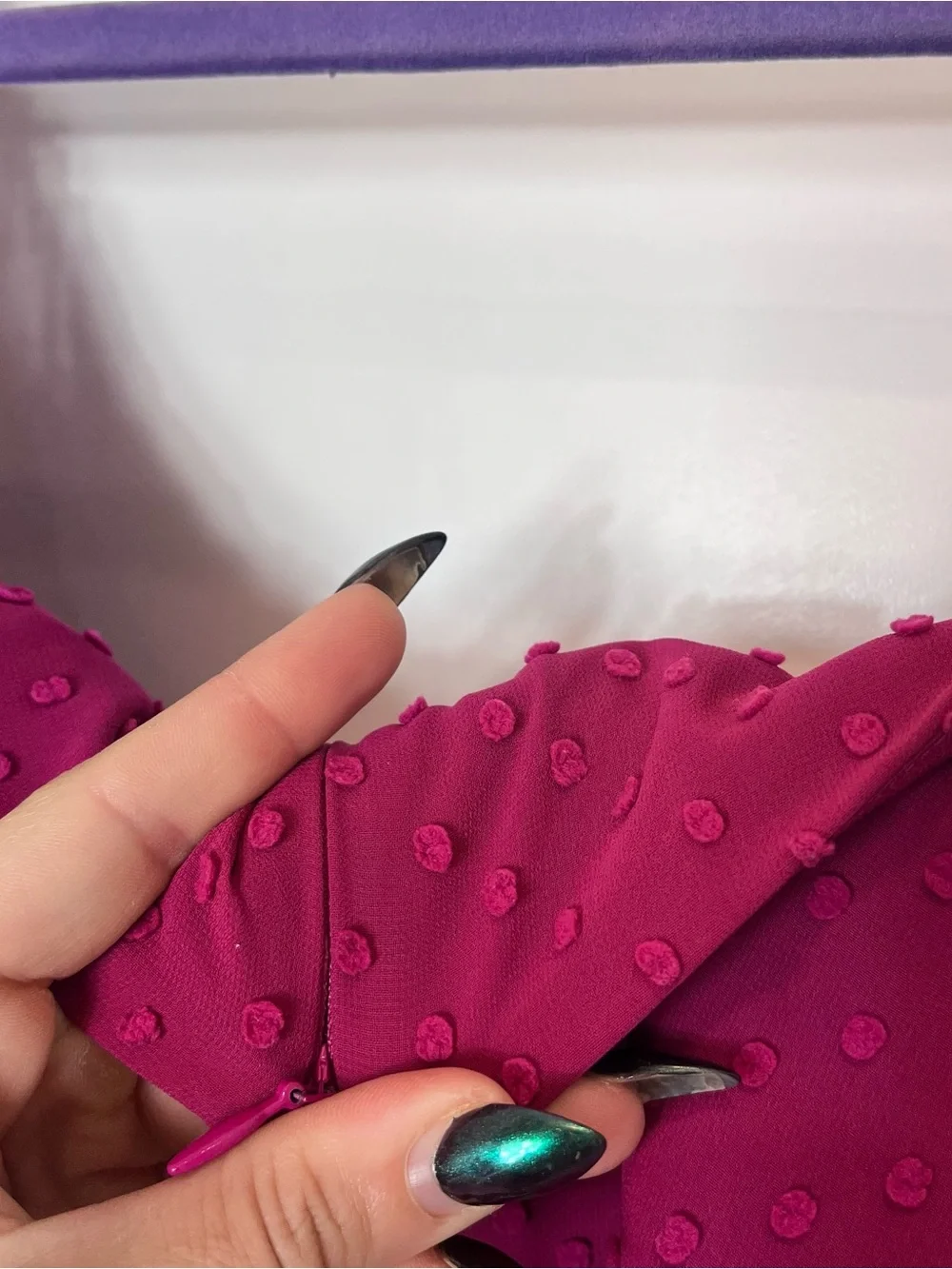 J. Crew Tiered Swiss Dot Midi Dress Berry Pink Ruffle Elegant Puff Sleeve 12